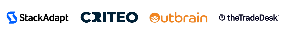 logos of programmatic partner platforms: outbrain, the trade desk, criteo, and stack adapt